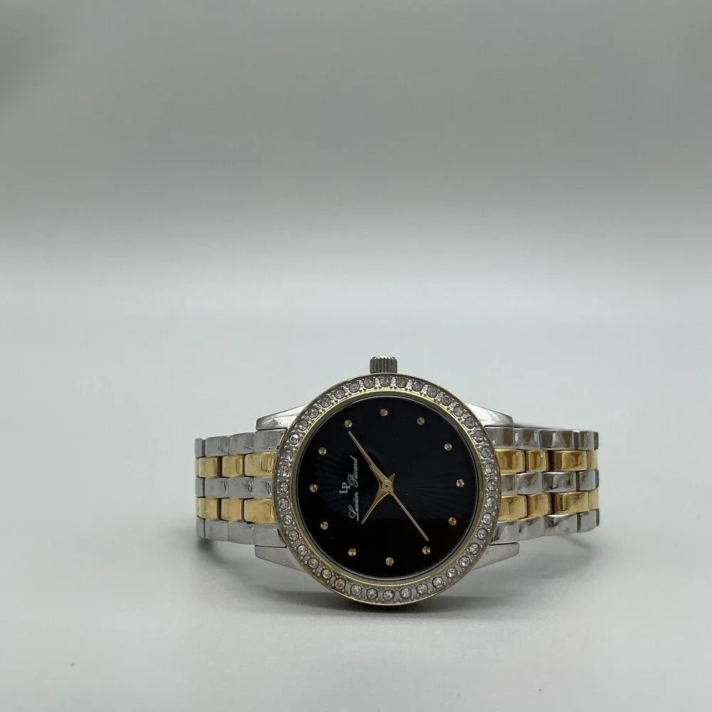 Lucien Piccard Monte Velan Women Watch 31mm Black Dial Two Tone New Battery 6.5